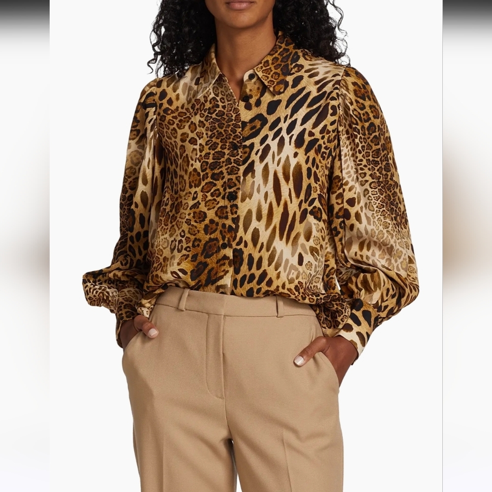 NWT ELIE TAHARI | $345 Animal Print Blouse - Picture 3 of 9